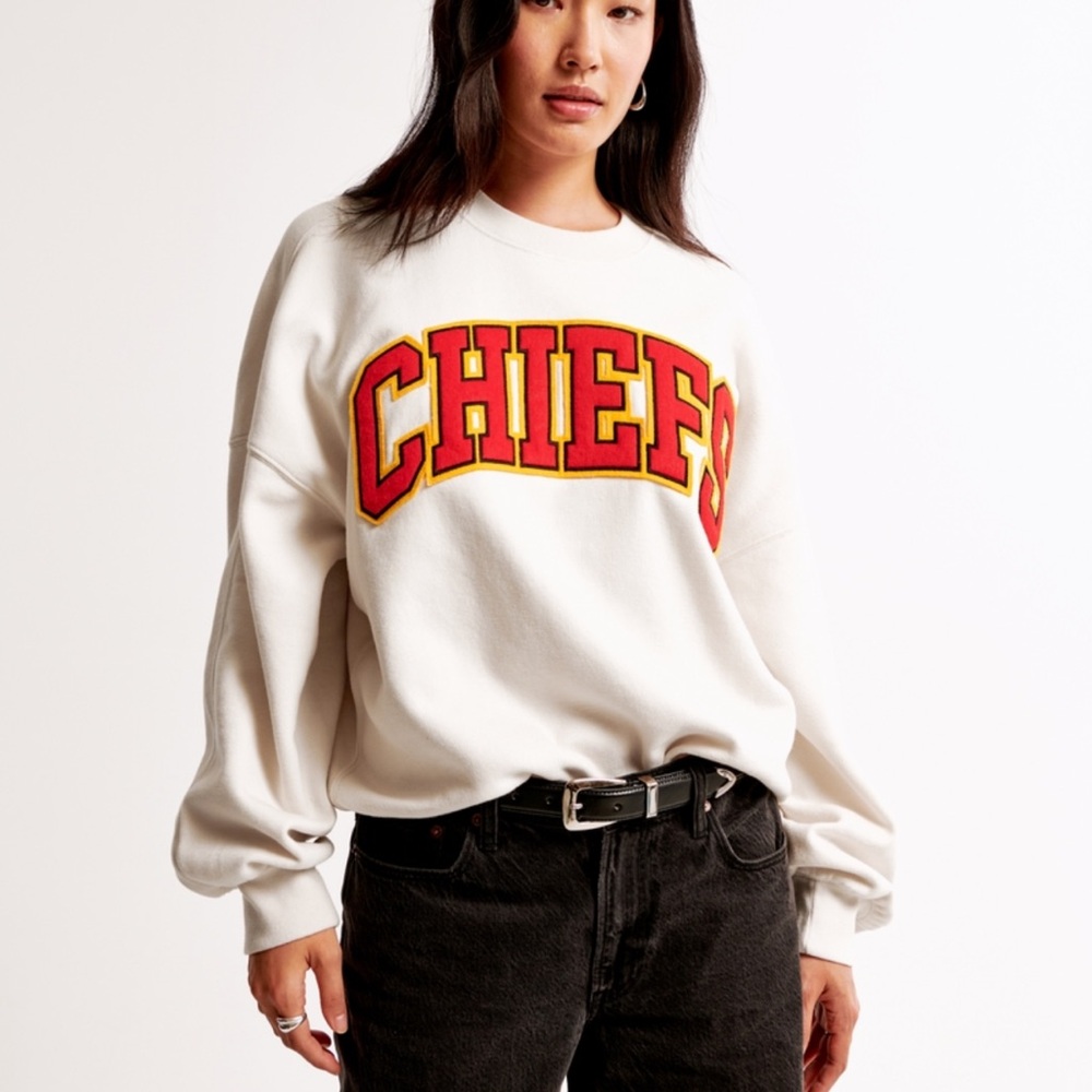 Abercrombie & Fitch White Sweatshirt with Red and Yellow Print